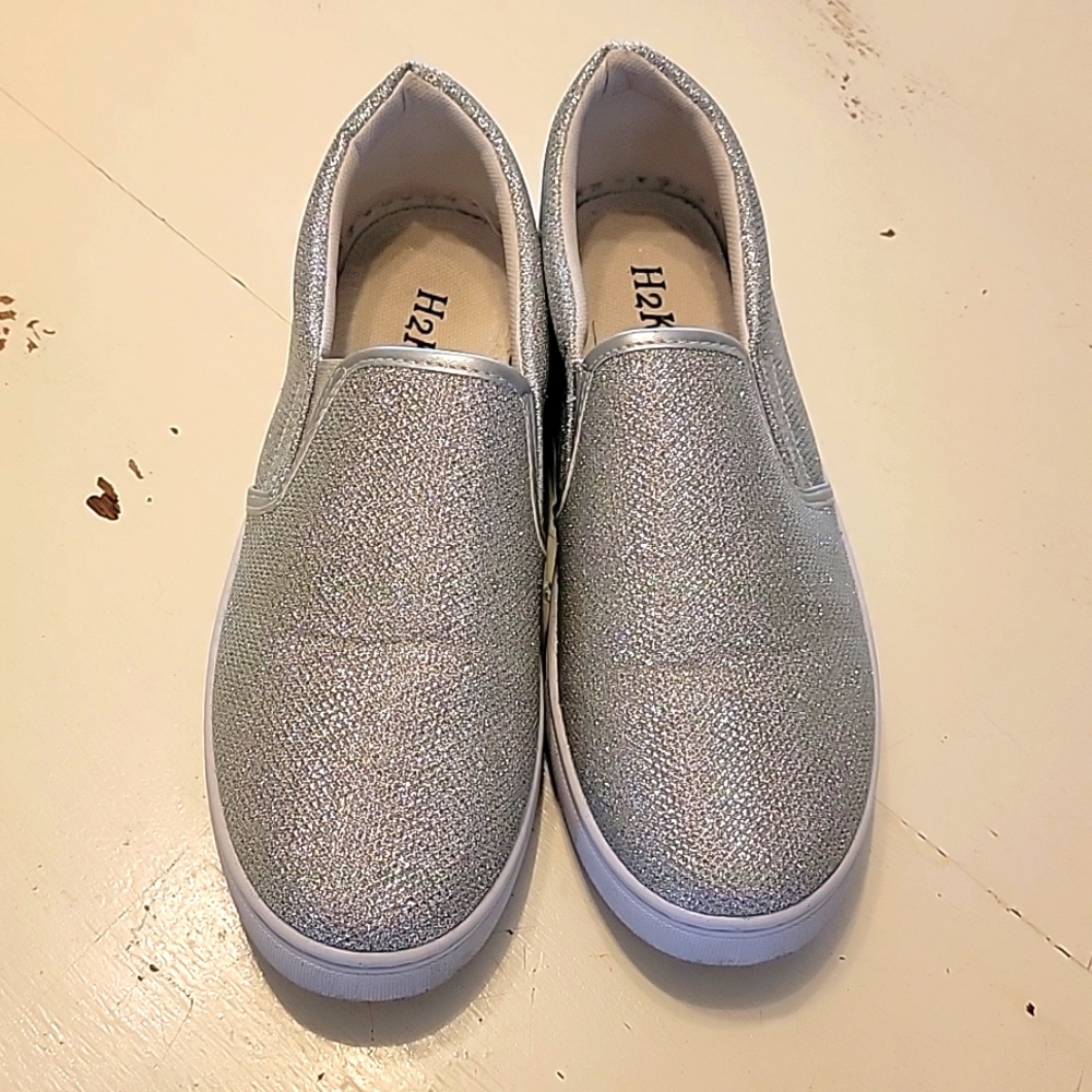 Silver Sparkle Slip On Tennis Shoes